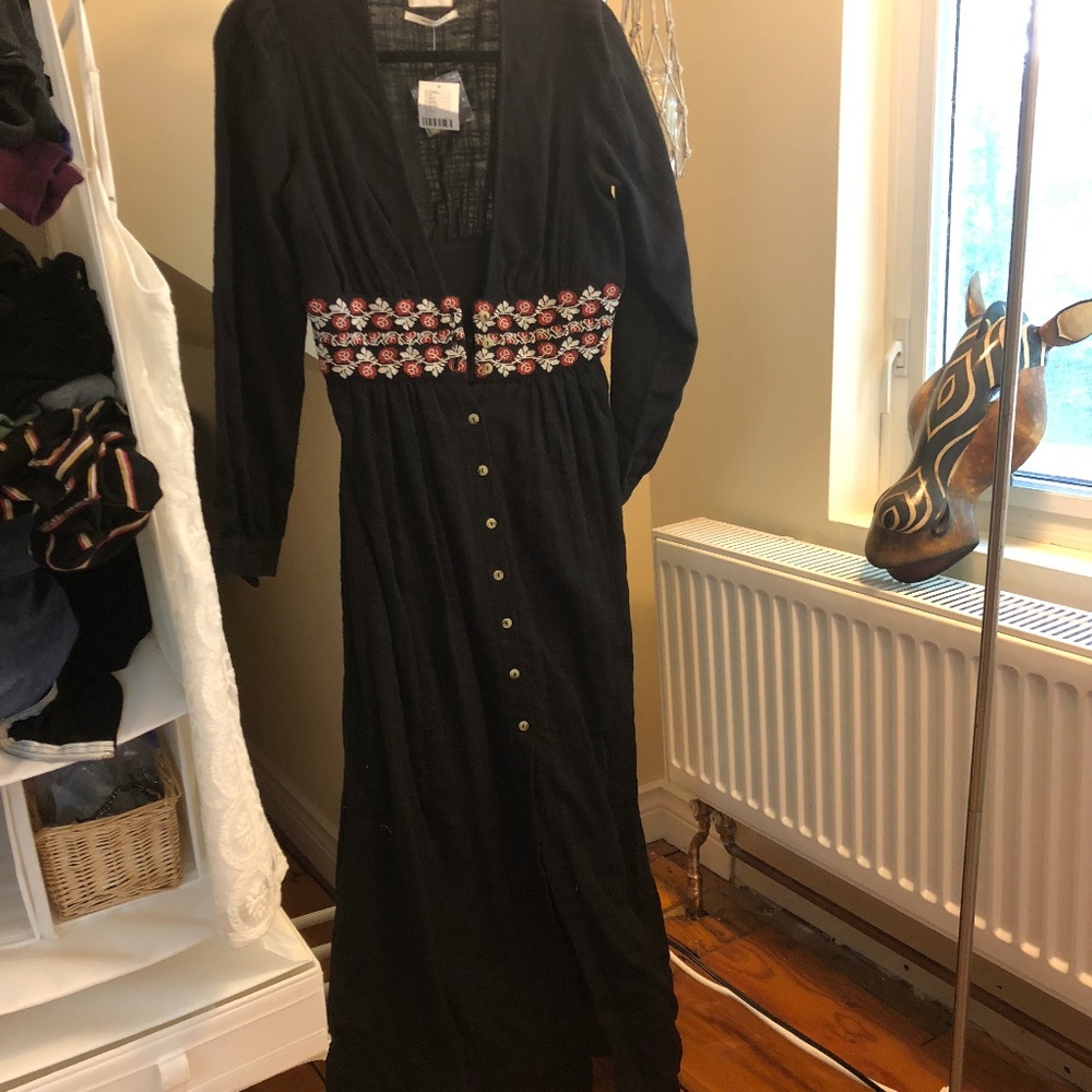 Bohemian, long-sleeved, midi-dress